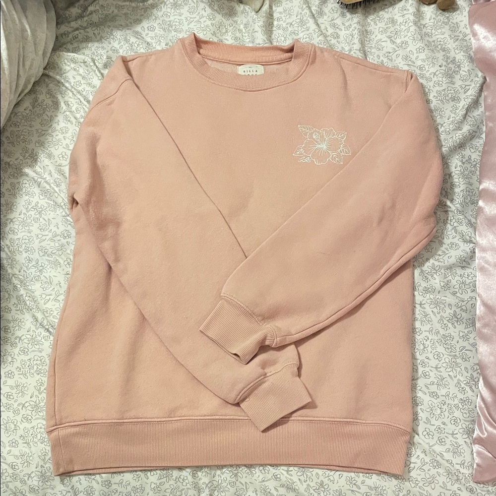 Pink Floral Embroidered Sweatshirt